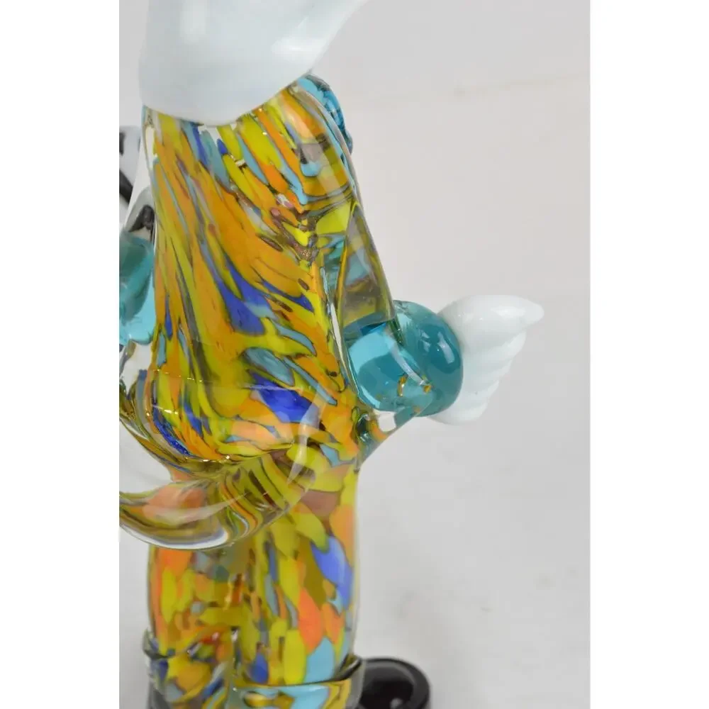 Vintage Murano Italian Hand Blown Art Glass Clown Figurine w/ Tambourine